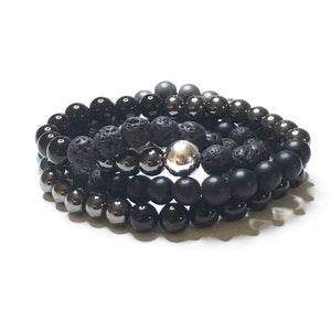 Black & Grey with Sterling Silver Mala - SIMPLY SOFIA