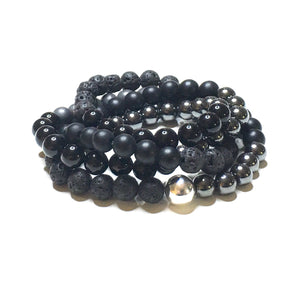 Black & Grey with Sterling Silver Mala - SIMPLY SOFIA