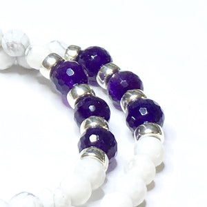 Faceted Amethyst & Faceted Howlite Bracelet - SIMPLY SOFIA