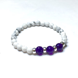 Faceted Amethyst & Faceted Howlite Bracelet - SIMPLY SOFIA