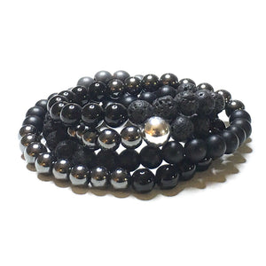 Black & Grey with Sterling Silver Mala - SIMPLY SOFIA