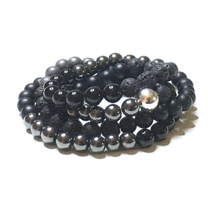 Black & Grey with Sterling Silver Mala - SIMPLY SOFIA